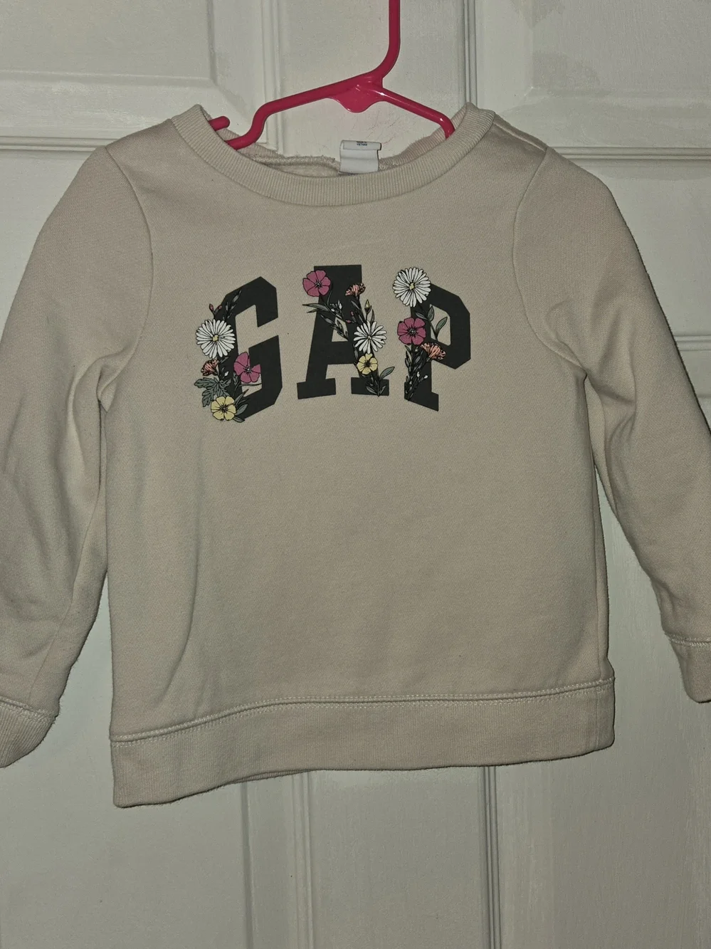 GAP Cream Sweatshirt with Floral Logo SZ 3T